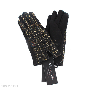 Factory wholesale black fashion gloves ladies outdoor gloves