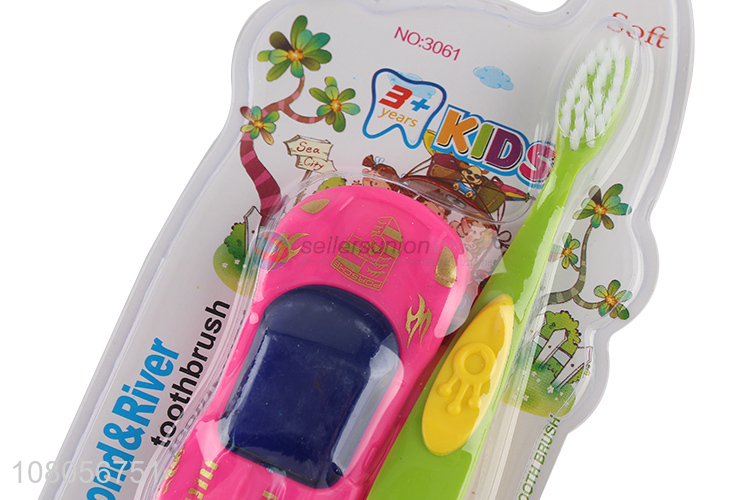 New arrival green plastic household toothbrush with toy car