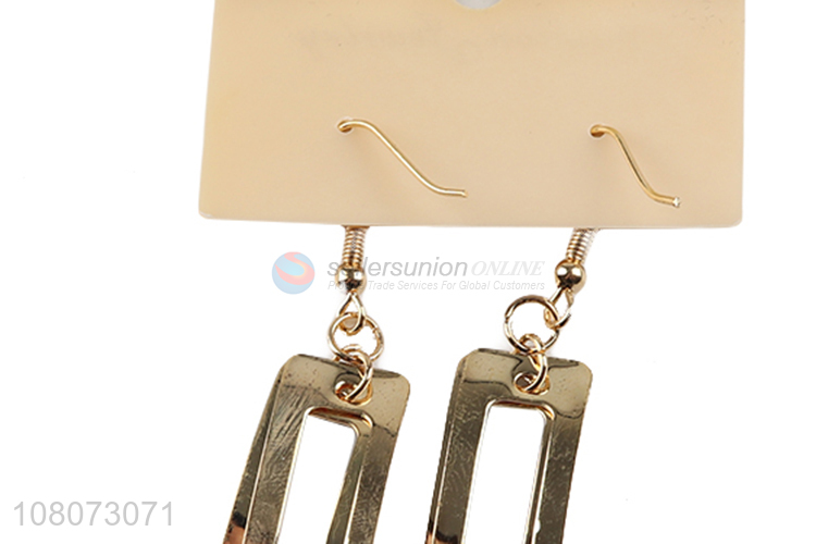 Best price hollow rectangle pendant fashion women earrings