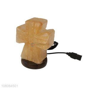 Hot sale cross decoration salt stone lamp home stone crafts