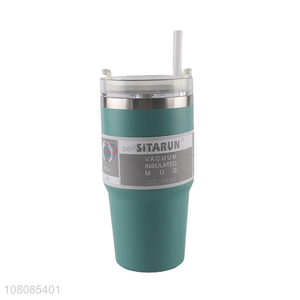 Best selling stainless steel vacuum insulated mug with silicone straw