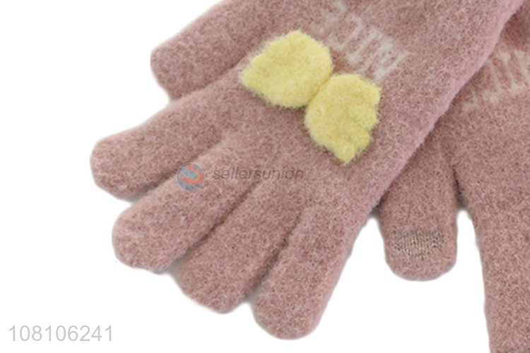 New design pink warm gloves winter riding gloves for ladies