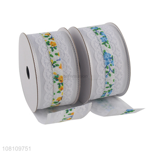 Factory supply fine flower printed lace Christmas tree ribbon