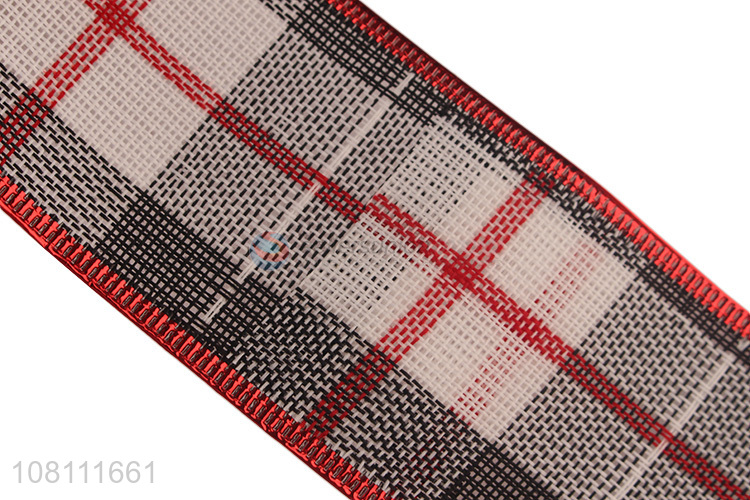 Best Price Wired Edge Plaid Christmas Ribbons For Gift Wrapping