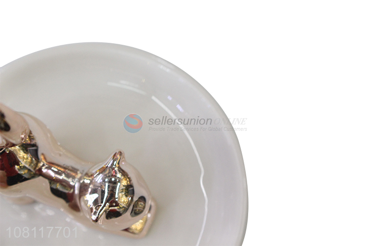 Good quality ceramic cat jewelry tray ring dish jewelry plate