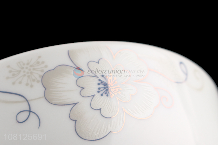 Wholesale flower pattern ceramic soup noodle dessert bowl