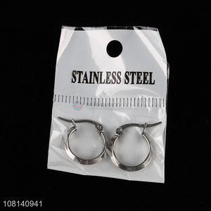 Yiwu products silver stainless steel hoop earrings ear studs