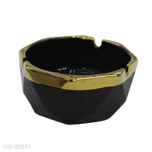 China supplier black simple desktop ashtray ceramic ornaments