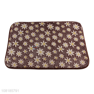 High quality soft polyester flower pattern floor mat for sale