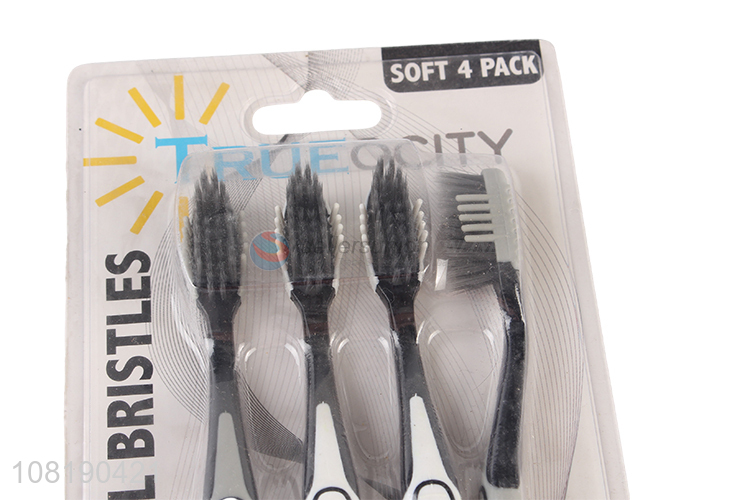 Good Sale 4 Pieces Fine Charcoal Bristles Toothbrush Set For Adults