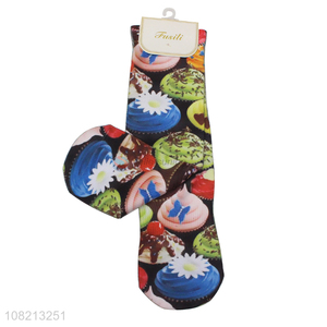 Good selling food printed casual tube socks fashion socks