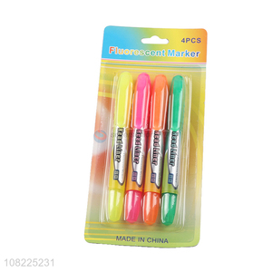 High Quality 4 Pieces Fluorescent Marker Pen Set For Sale