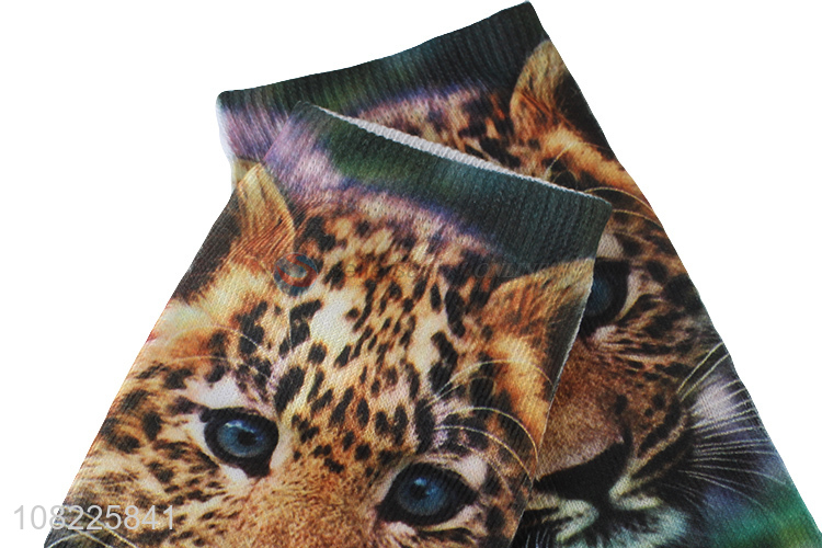 China imports unisex spring summer 3D leopard printed ankle socks