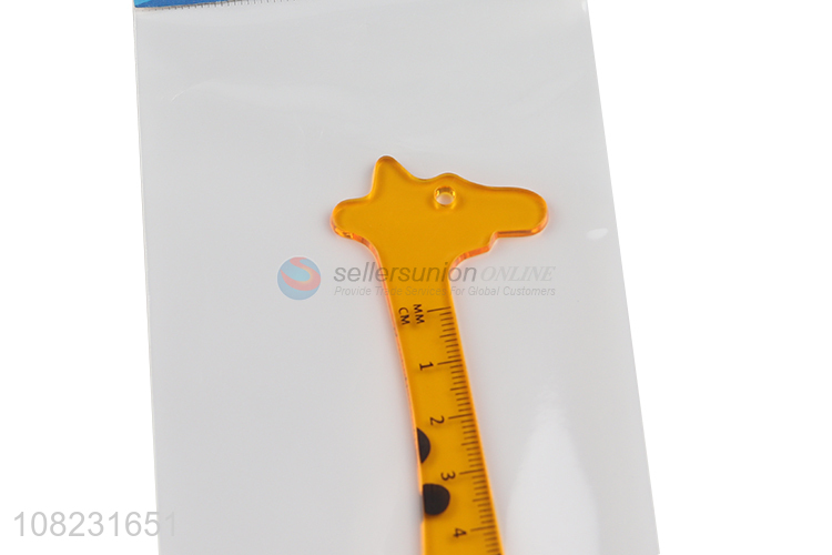 Wholesale cute giraffe shape plastic ruler student school supplies