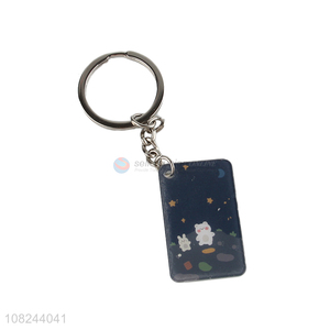 Yiwu market acrylic cartoon rectangle pendant keychain wholesale