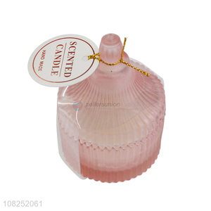 Yiwu wholesale pink glass cup wax household scented candle