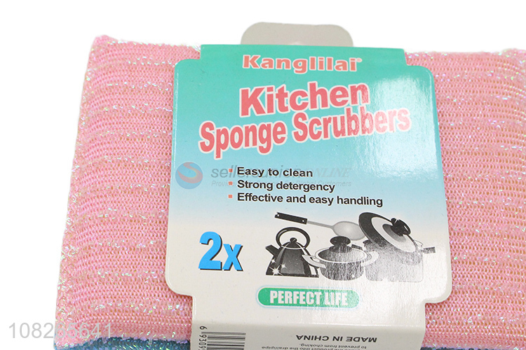 Wholesale Kitchen Scrubber 2 Pieces Sponge Scouring Pad