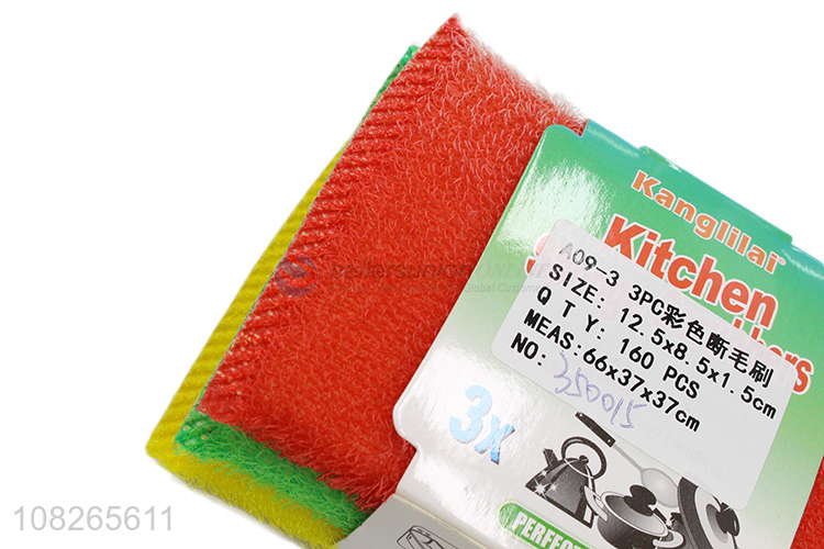 Factory Wholesale 3 Pieces Scouring Pad Dishes Scrubber