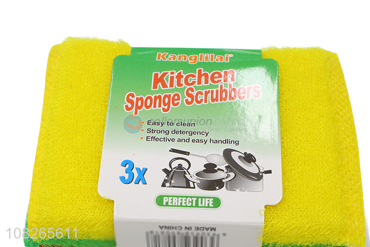 Factory Wholesale 3 Pieces Scouring Pad Dishes Scrubber