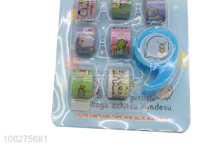 Cute Cartoon Washi Masking Tape With Tape Dispenser Set