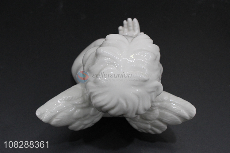 New arrival white ceramic angle figurines for home decoration