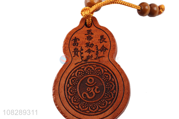 Yiwu wholesale gourd shape wood carved keychain key ring