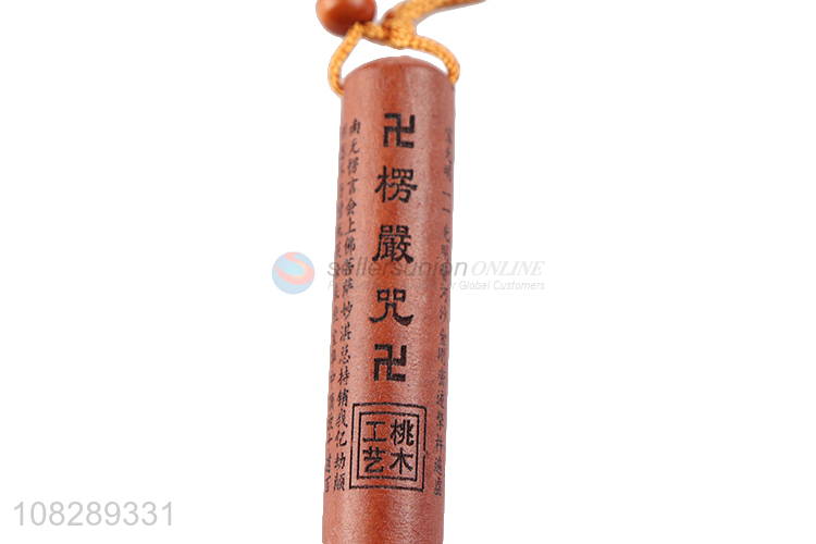 Good quality buddha wood carved keychain key ring for sale