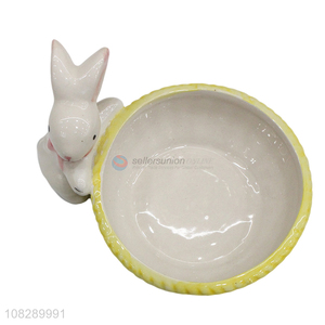 China wholesale cute cartoon bunny bowl desktop ceramic ornament