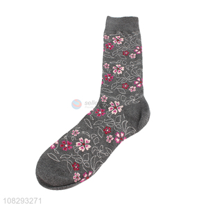 Classic Flower Pattern Adults Breathable Crew Socks For Women