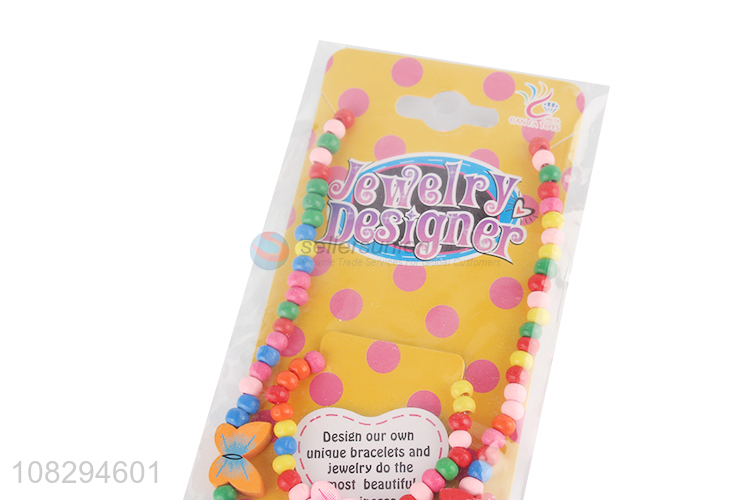 Best selling kids bead necklace girls wooden beaded necklace
