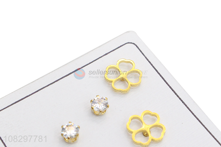 Wholesale stainless steel stud earrings set chic piercing jewelry