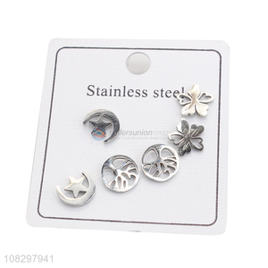 Bottom price fashionable tiny stainless steel stud earrings set