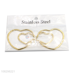 Factory supply stainless steel heart hoop earrings for women girls