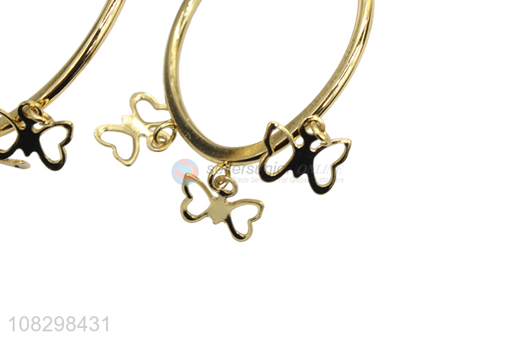 Factory price stainless steel butterfly pendant hoop earrings