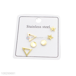 Simple Style 3 Pairs Stainless Steel Ear Stud Modern Earring