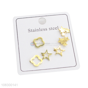 Good Quality 3 Pairs Metal Ear Stud Fashion Earrings Set