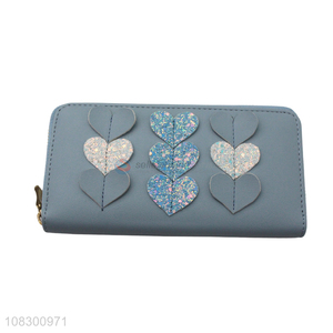 Hot selling long zip around clutch wallet for women girls