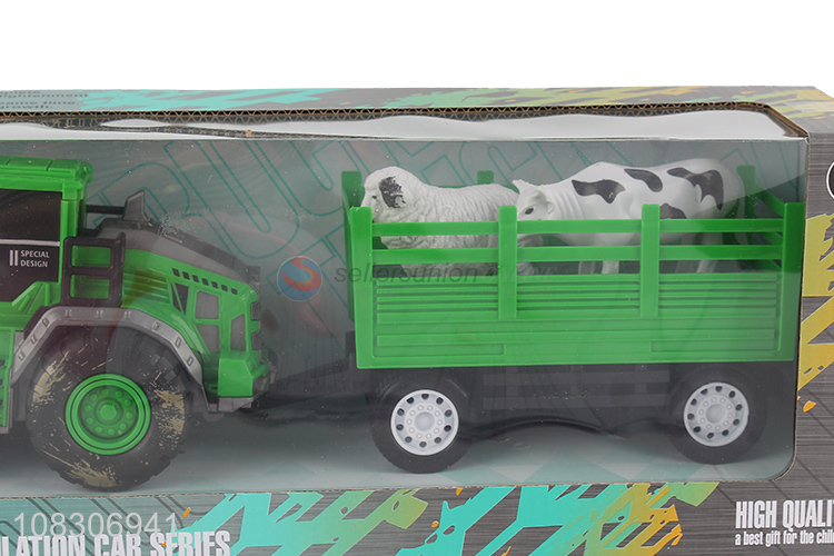 Popular Inertial Farm Vehicle With Simulation Farm Animal Toy Set