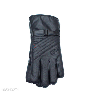 Wholesale men winter gloves pu leather gloves for outdoor sports