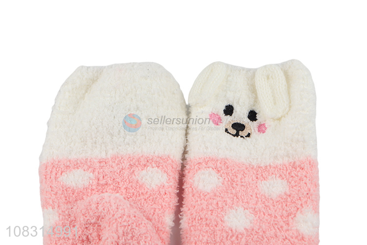 New products pink fleece socks ladies thicken thermal socks