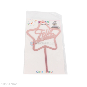 Latest design pink star shape cake topper for decoration