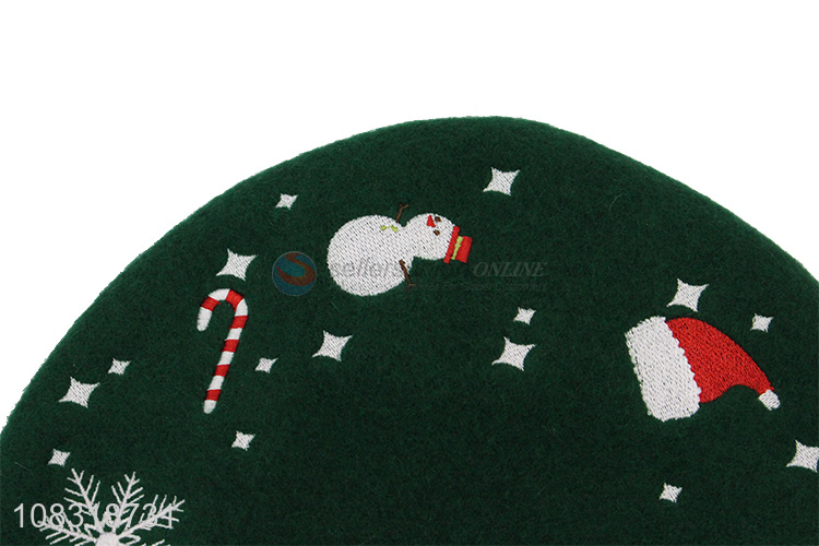 Factory wholesale Christmas beret wool embroidery hat