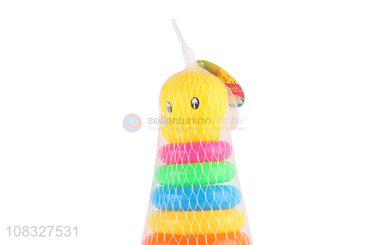 Factory supply plastic children rainbow tower stacking ring toys