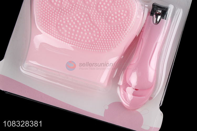 Good selling pink skin care tool face washing with brush nail clipper