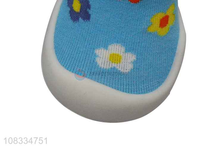 New style flower pattern baby indoor shoes socks for walking