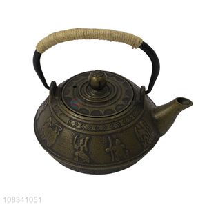 Hot selling 0.9L Chinese style cast iron tea kettle bronze color