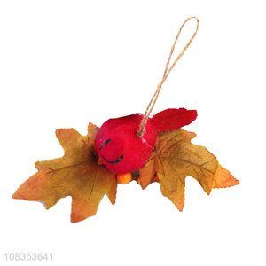 Wholesale red bird and maple leaf craft for fall party decoration