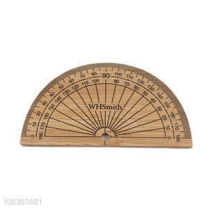 Online wholesale natural wooden protractor school drafting supplies