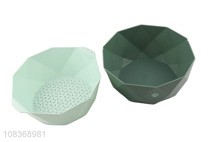 Wholesale geometric double-layer plastic drain basket kitchen washing basket