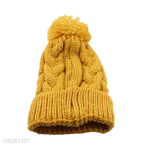 Good Quality Women Knitted Hat Fashion Beanie With Pompon Ball